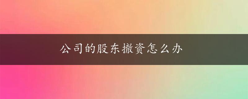 公司的股东撤资怎么办