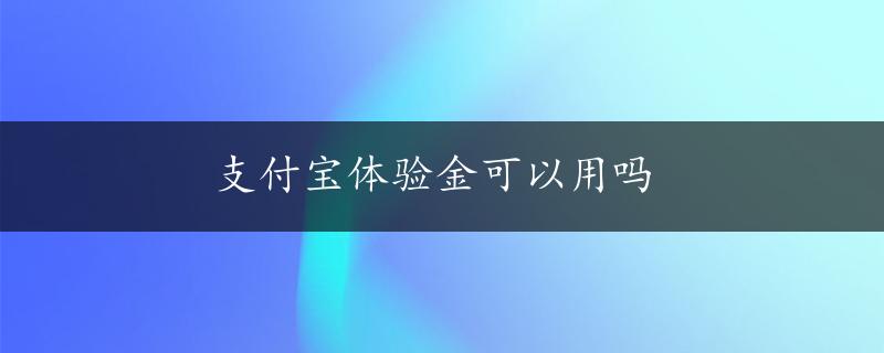 支付宝体验金可以用吗