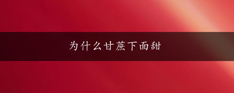 为什么甘蔗下面甜