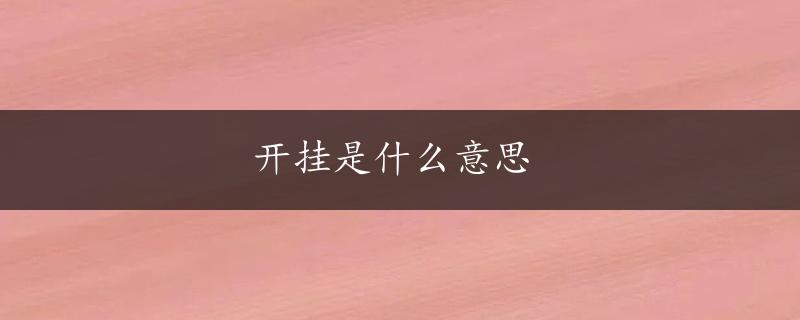 开挂是什么意思