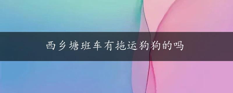 西乡塘班车有拖运狗狗的吗