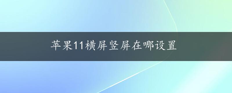 苹果11横屏竖屏在哪设置