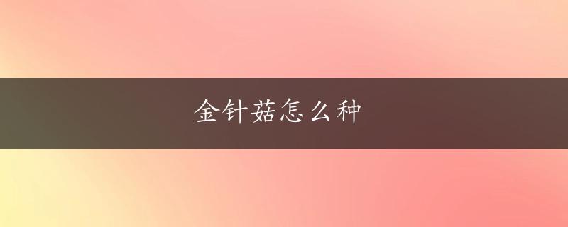 金针菇怎么种