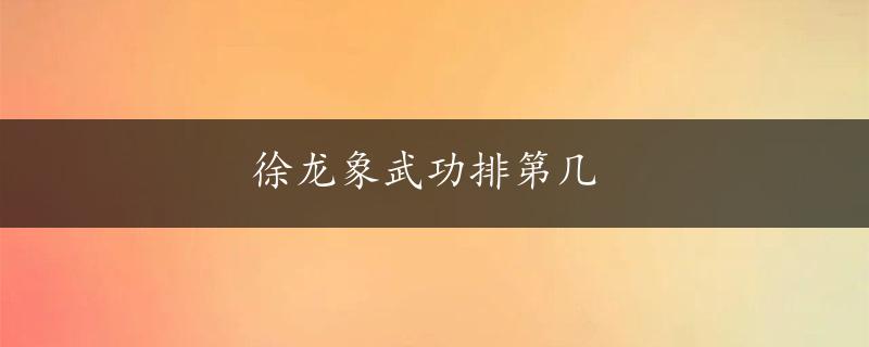 徐龙象武功排第几