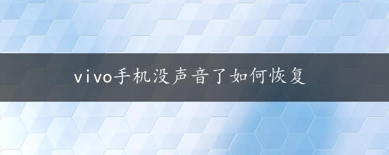 vivo手机没声音了如何恢复