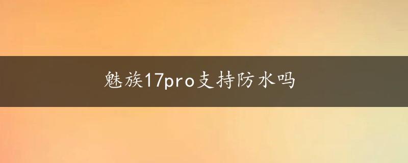 魅族17pro支持防水吗