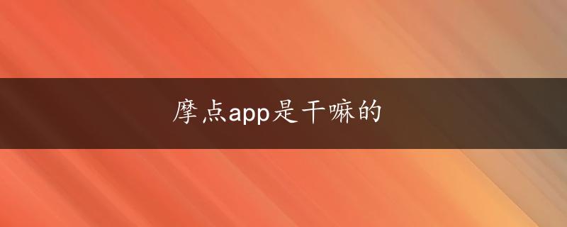 摩点app是干嘛的