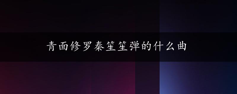 青面修罗秦笙笙弹的什么曲