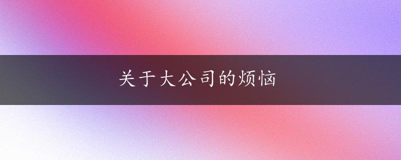 关于大公司的烦恼