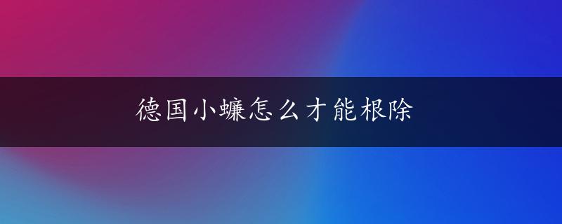 德国小蠊怎么才能根除