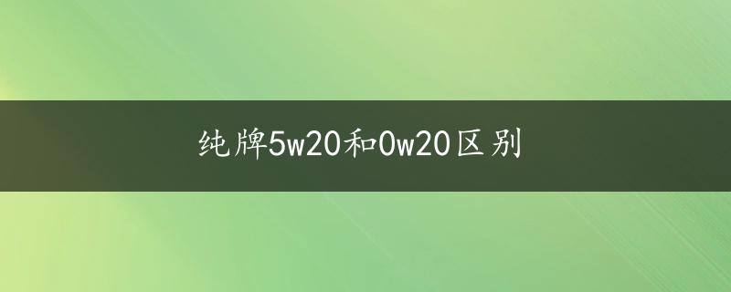 纯牌5w20和0w20区别