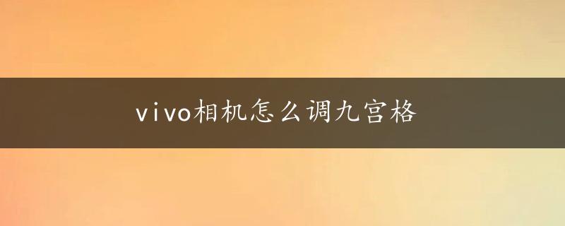 vivo相机怎么调九宫格