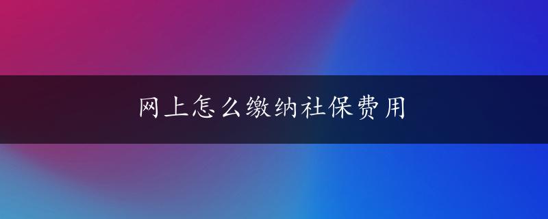 网上怎么缴纳社保费用