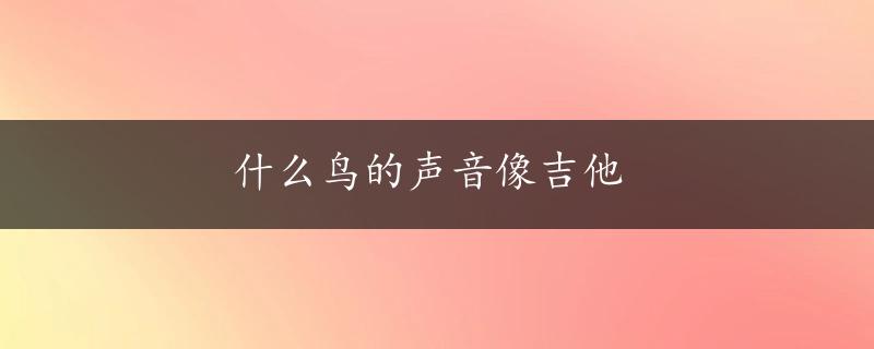 什么鸟的声音像吉他