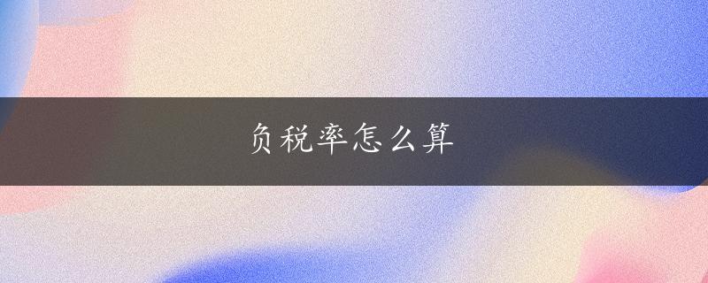 负税率怎么算