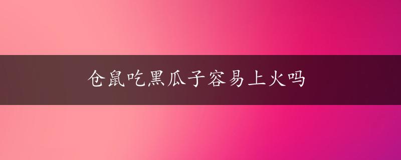 仓鼠吃黑瓜子容易上火吗