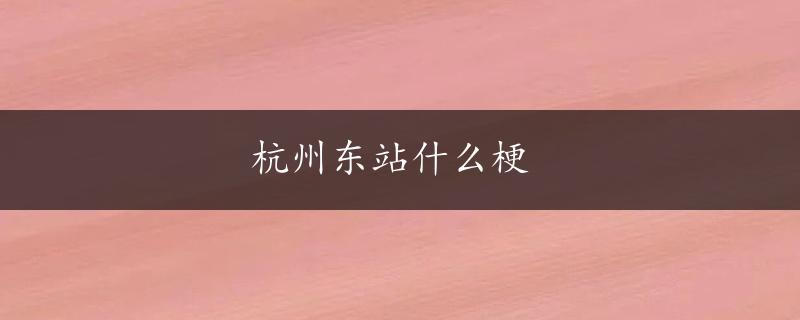 杭州东站什么梗