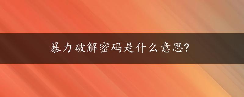 暴力破解密码是什么意思?