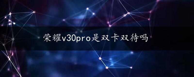 荣耀v30pro是双卡双待吗