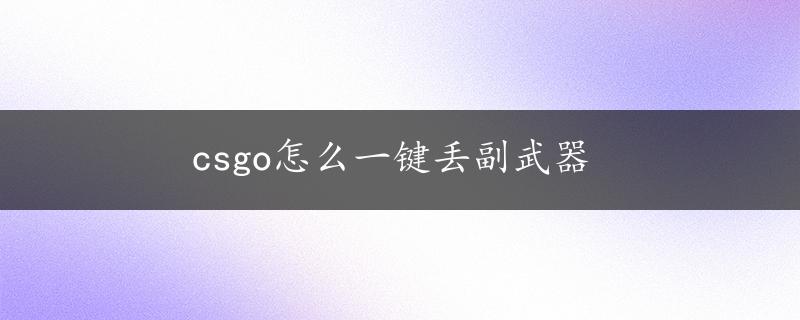 csgo怎么一键丢副武器