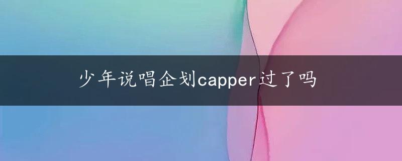 少年说唱企划capper过了吗