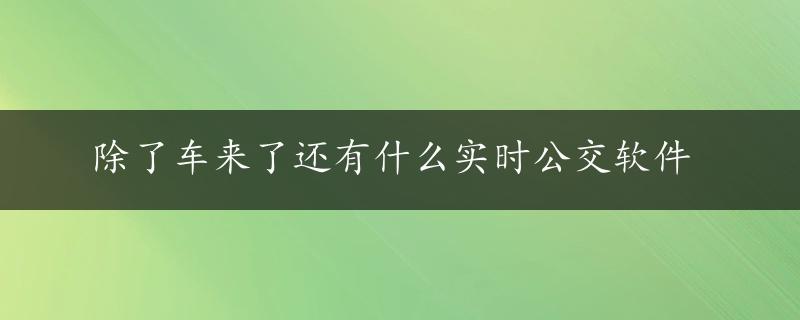 除了车来了还有什么实时公交软件