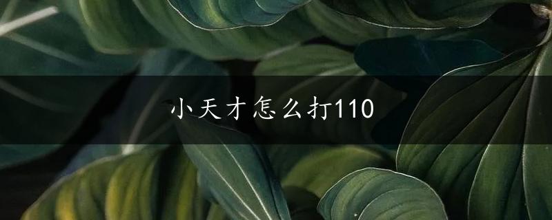 小天才怎么打110