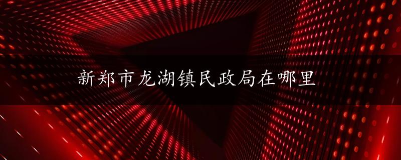 新郑市龙湖镇民政局在哪里