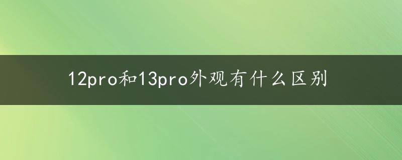 12pro和13pro外观有什么区别