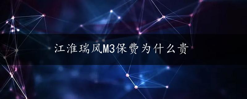 江淮瑞风M3保费为什么贵