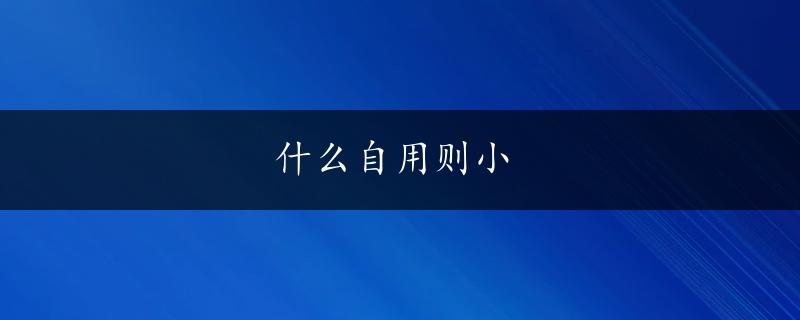 什么自用则小