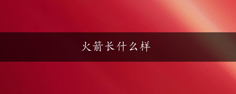 火箭长什么样