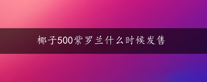 椰子500紫罗兰什么时候发售