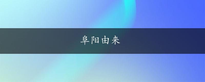 阜阳由来