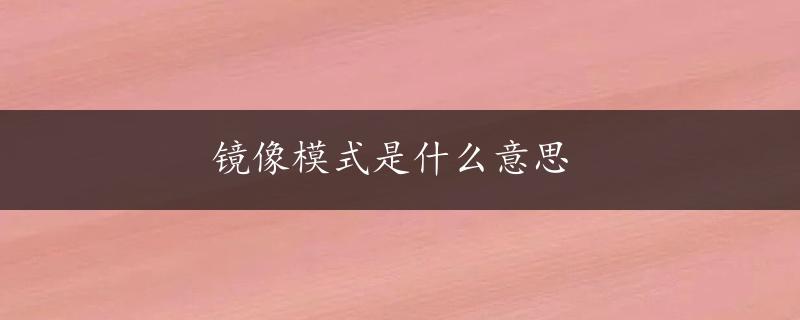 镜像模式是什么意思