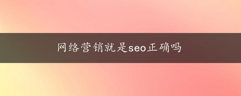 网络营销就是seo正确吗