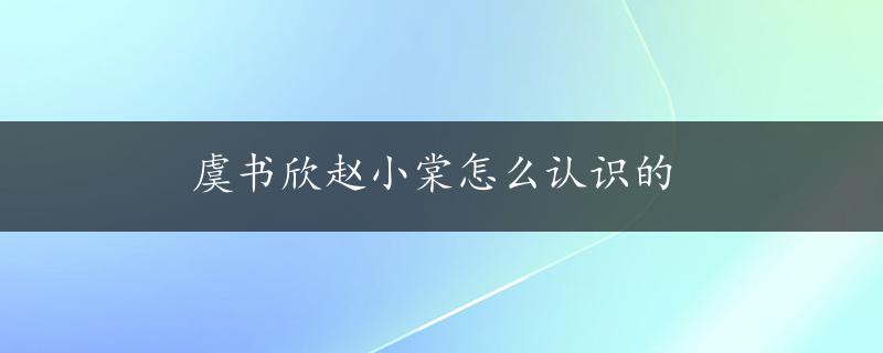 虞书欣赵小棠怎么认识的