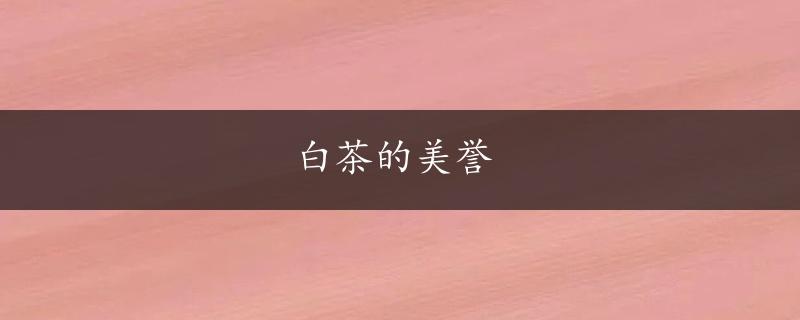 白茶的美誉