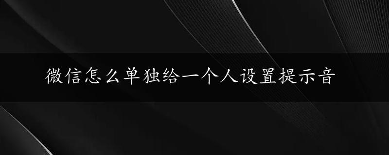 微信怎么单独给一个人设置提示音