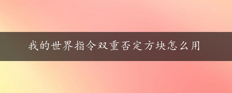 我的世界指令双重否定方块怎么用