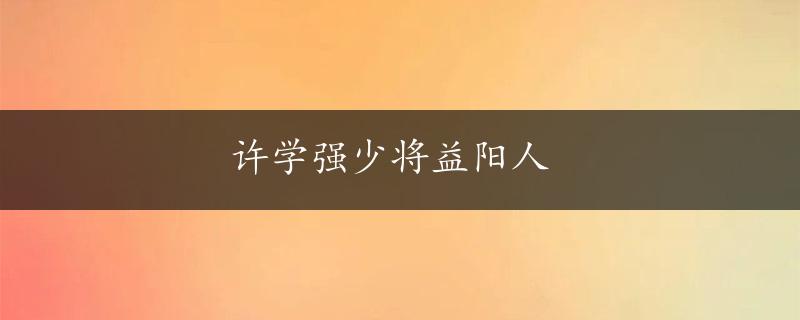 许学强少将益阳人