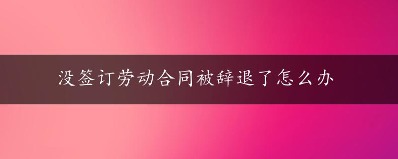 没签订劳动合同被辞退了怎么办