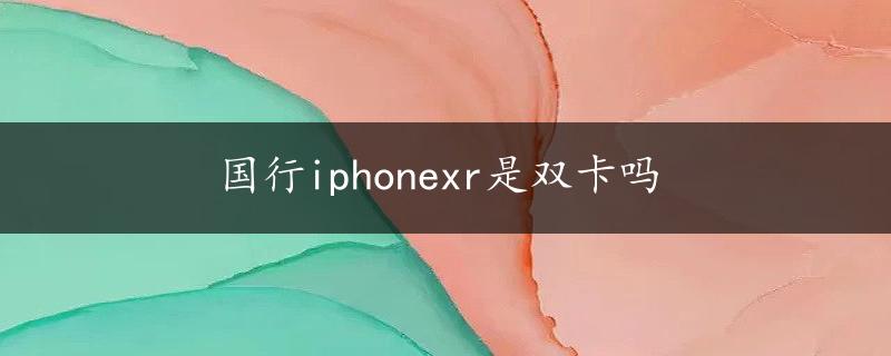 国行iphonexr是双卡吗