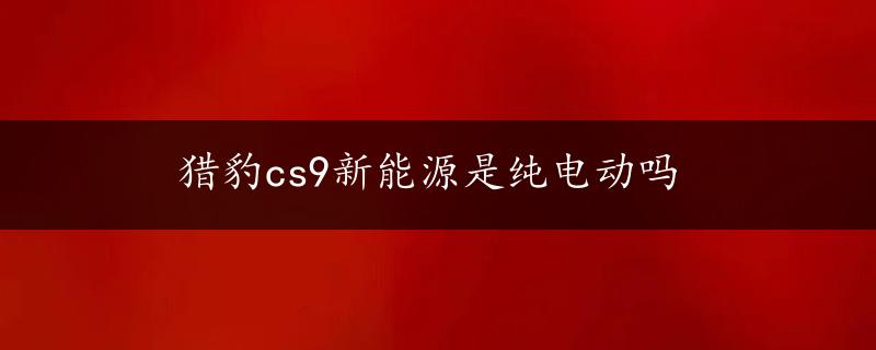 猎豹cs9新能源是纯电动吗