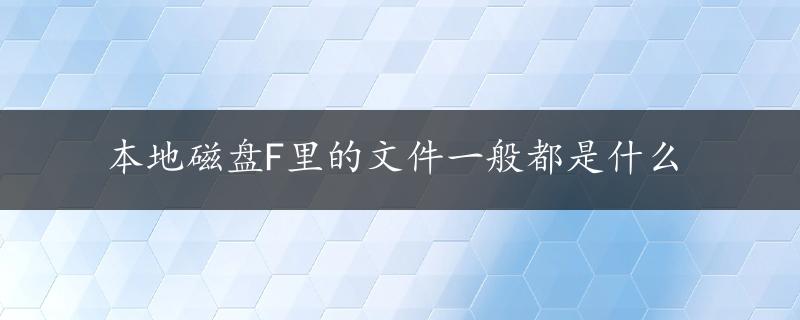 本地磁盘F里的文件一般都是什么