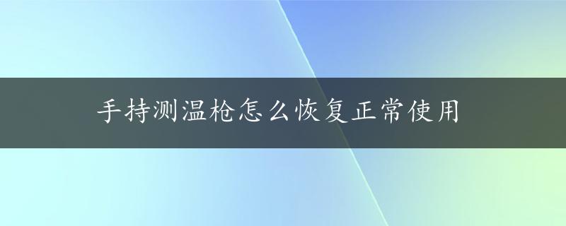 手持测温枪怎么恢复正常使用