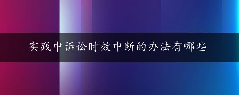 实践中诉讼时效中断的办法有哪些