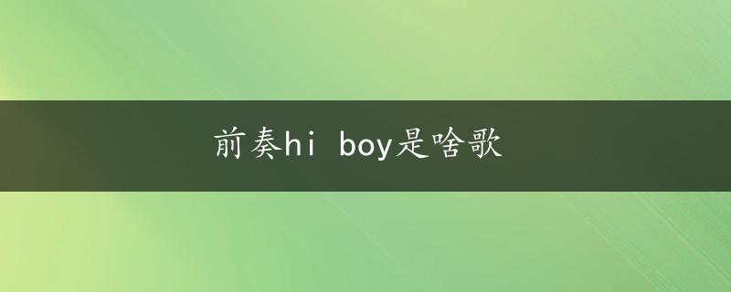 前奏hi boy是啥歌