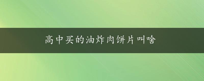 高中买的油炸肉饼片叫啥