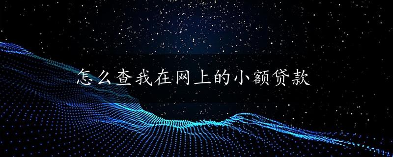 怎么查我在网上的小额贷款